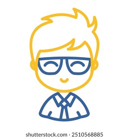 Homem personagem rosto avatar em óculos ícone de vetor. Símbolo do Hipster. Sinal de retrato de caractere avatar. Símbolo de gráfico para o design, o logotipo, o aplicativo, a interface do usuário do seu site