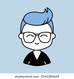 Man character face avatar in glasses vector icon. Hipster symbol. Avatar character portrait signs. Graph symbol for your web site design, logo, app, UI