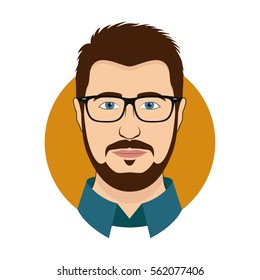Man character face avatar in glasses. Modern colorful style. Male portrait. Vector cartoon illustration. EPS 10.
