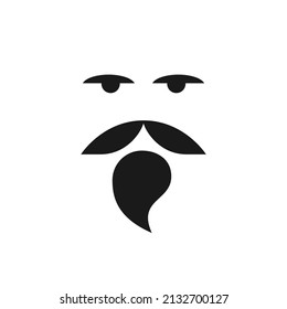 el concepto de logotipo de portador de personajes humanos para la empresa de negocios, sitio web. Cara de hombre con barba y bigote ilustración creativa negro y blanco