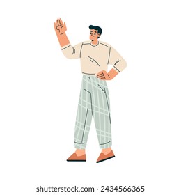 Man Character Giving High Five Hand Gesture with Joy Vector Illustration