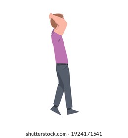 Man Character Going or Walking Taking Steps Forward Side View Vector Illustration