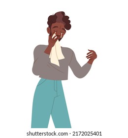 Personaje masculino con pañuelo llorando, llorando y sobornando por dolor y dolor sintiendo triste e incómodos vectores Ilustración