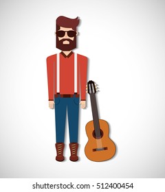 man character hipster style vector illustration design