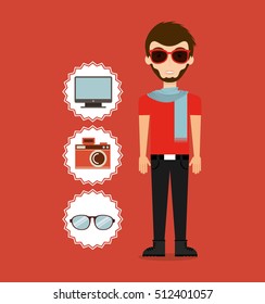 man character hipster style vector illustration design