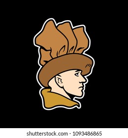 man character in historical, myth face icon logo vector illustration
