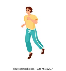 Man Character Jogging Doing Sport Exercise Vector Illustration