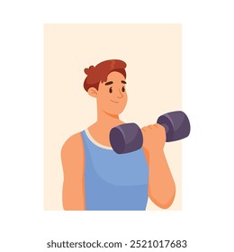 Mancuerna de elevación del carácter del hombre hace inmunidad de las Asistencias del deporte comprometida en la Ilustración vectorial sana del estilo de vida