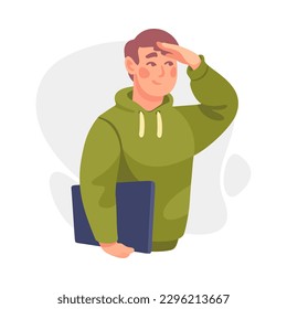 Man Character Looking Into the Distance Vector Illustration