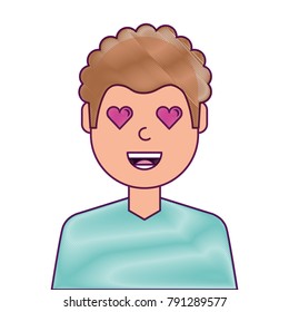 man character in love emotion with hearts as eyes