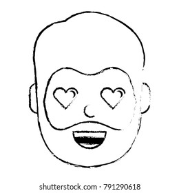 man character in love emotion with hearts as eyes