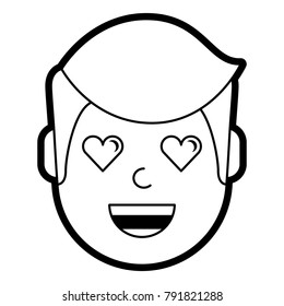 man character in love emotion with hearts as eyes