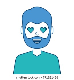 man character in love emotion with hearts as eyes