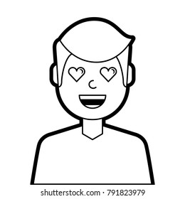 man character in love emotion with hearts as eyes