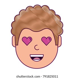 man character in love emotion with hearts as eyes