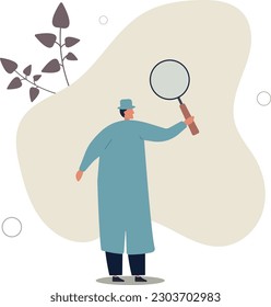 man character with magnifying glass.flat vector illustration.