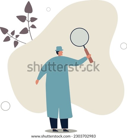 man character with magnifying glass.flat vector illustration.