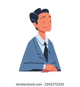 Man Character as Member of Negotiation at Negotiating Table Vector Illustration