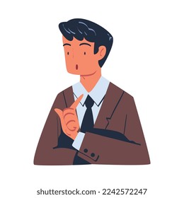 Carácter masculino como miembro de la negociación en la ilustración del vector de mesa de negociación