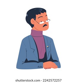 Man Character as Member of Negotiation at Negotiating Table Vector Illustration