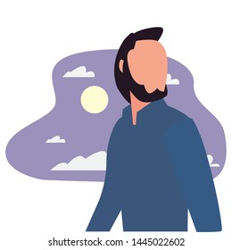 man character night moon background