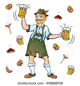 Man character octoberfest with pattern, RGB EPS 10 vector illustration