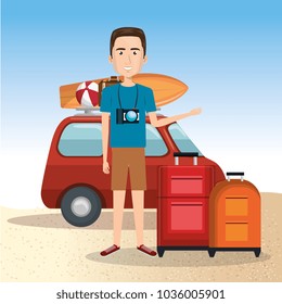 man character on the beach