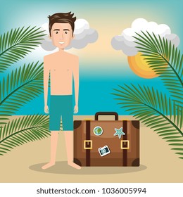 man character on the beach