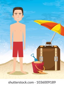 man character on the beach