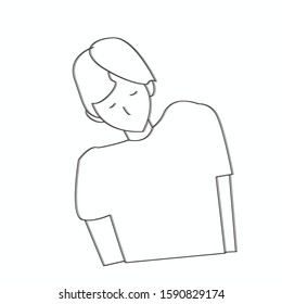 Man character on white background. concept.Man close his eye. Simple flat vector for template, brochure or presentation.