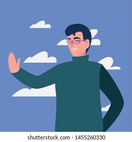 man character portrait sky background