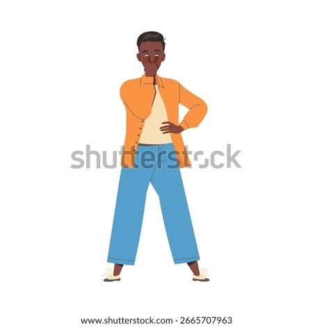 Man Character Pulling Eyelid Showing Hand Gesture Expressing Emotion with Body Language Vector Illustration