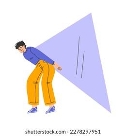 Menschenfigur Push Big Blue Triangle Form Vektorgrafik