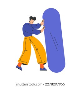 Man-Charakter Push Big Blue Form Vektorgrafik.
