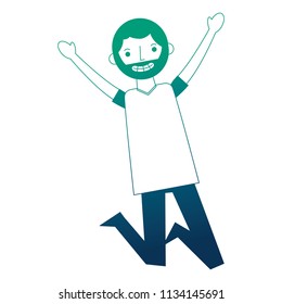 man character raised arms celebrating