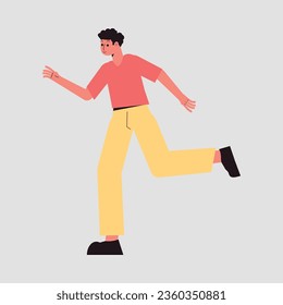 Man Character Running Fast Rushing Forward in Hurry Vector Illustration