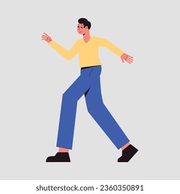 Man Character Running Fast Rushing Forward in Hurry Vector Illustration