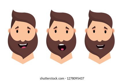 Man character for scenes.Character ready for animation. Funny cartoon. Set for character speaks animations.