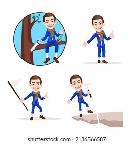 Man Character Set Vector. Idiot Man Illustration Design.