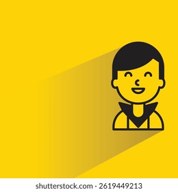 Personaje de hombre con sombra sobre fondo amarillo
