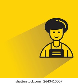 Personaje de hombre con sombra sobre fondo amarillo
