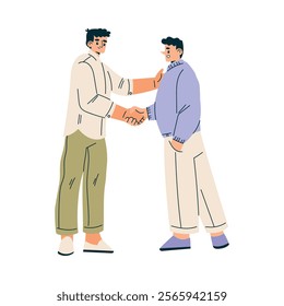 Man Character Shaking Hands after Completed the Deal Vector Illustration