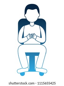 man character sitting on office chair