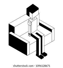 man character sitting on sofa isometric