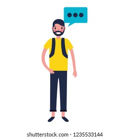 man character and speech bubble 