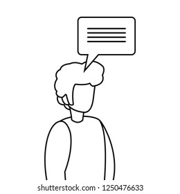 man character and speech bubble