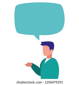 man character and speech bubble