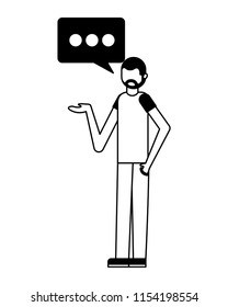 man character speech bubble message