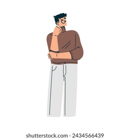 Man Character Stand and Thinking Solving Task Vector Illustration