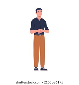 Man Character Standing and Clapping His Hands as Applause and Ovation Gesture Vector Illustration